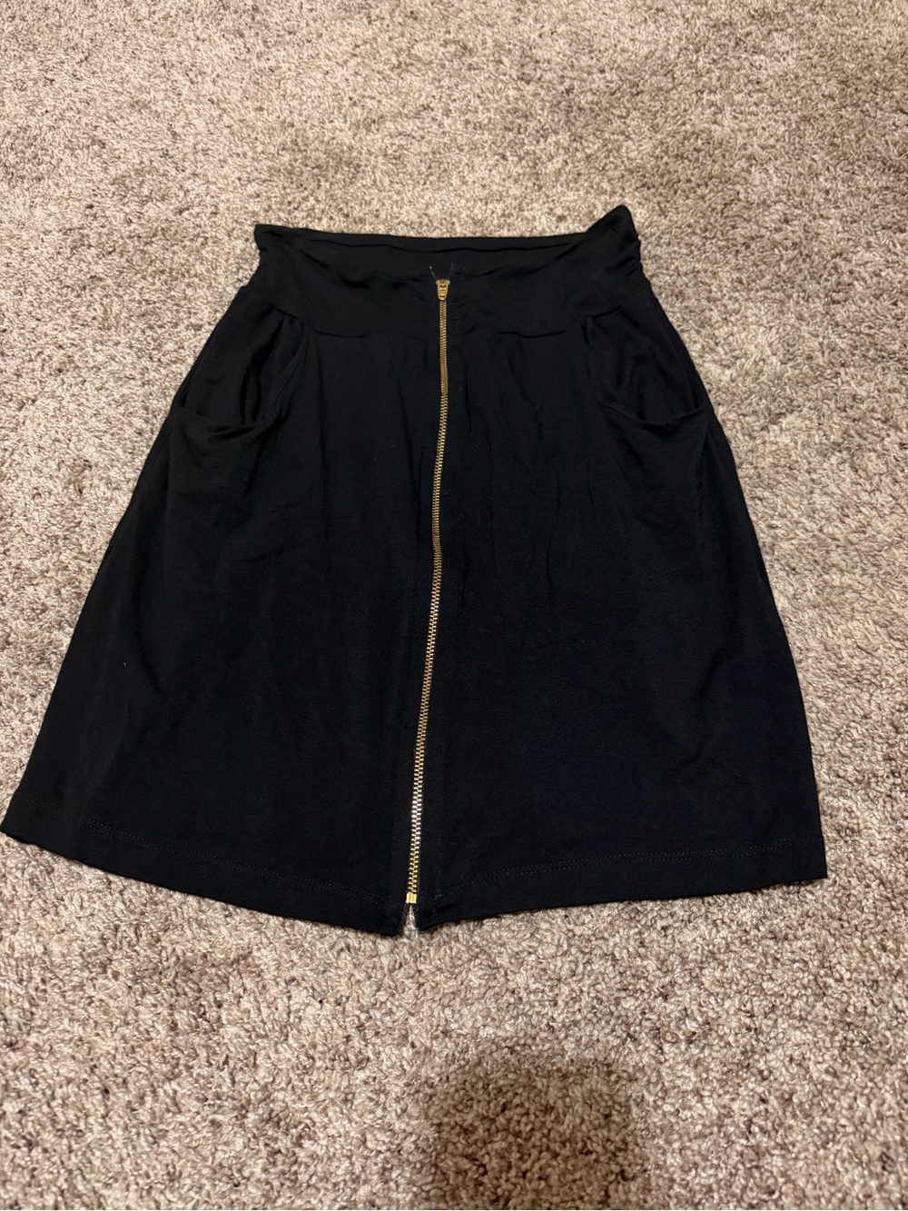 Loveappella Black A-Line Skirt with Gold Front Zip